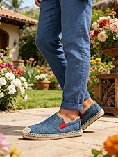 abordables Hommes-Espadrilles bleues pour homme, faciles à enfiler, légères et respirantes, au design décontracté et élégant, idéales pour les vacances en plein air et les aventures estivales.
