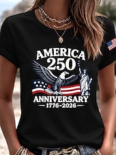 ieftine Ziua Independenței Top-Ziua Independenței Americane Pentru femei Tricou Imprimeu Grafic Ziua Independenței Epocă Stilat Clasic Manșon scurt Stil Nautic Topuri obișnuite Zilnic Albastru piscină Negru Alb Roz Îmbujorat