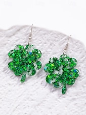 ieftine Accesorii-Cercei acrilici cu trifoi pentru femei, cu tematică de Ziua Sfântului Patrick, cercei ușori cu trifoi și sclipici, bijuterii verzi irlandeze în mai multe stiluri, perfecți pentru parade de sărbători, petreceri și ținute festive.