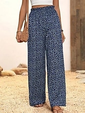  Dam Brett skaft Långbyxor Casual byxor Rak Semester Mode Streetwear Fullängd Hög midja Prickig Ficka Elastisk midja Komfort Bekväm Oelastisk Elastisk Dagligen Semester Gata Svart Rubinrött Blå Grön