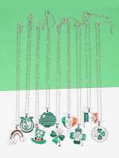 ieftine Accesorii-Colier pentru femei cu trifoi de Ziua Sfântului Patrick, pandantiv verde cu breloc din aliaj durabil, mai multe stiluri, inclusiv trifoi și potcoavă, bijuterii festive irlandeze pentru parade, petreceri și ținute de sărbătoare.
