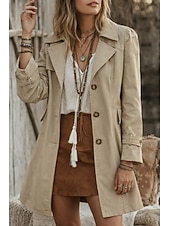 economico Cappotti Trench-Per donna Giacca Casual Trench Confortevole Traspirante Tasca Bottoni Elegante Moda Casual Semplice Casuale Vacanza Streetwear Abbigliamento quotidiano Monopetto Regolare Collo ripiegato Vestibilit
