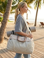 Χαμηλού Κόστους Ταξιδιωτικές Τσάντες-Γυναικεία πολύχρωμη αδιάβροχη τσάντα duffle από πολυεστέρα, μεγάλης χωρητικότητας, ρυθμιζόμενο λουράκι, ιδανική για διακοπές, καθημερινή χρήση και αθλητικές δραστηριότητες