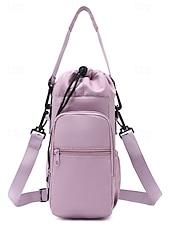 olcso Keresztpántos táskák-Női vízálló nejlon kulacstáska telefonzsebbel, többszínű keresztpántos hordozó fitneszhez, sporthoz, túrázáshoz és hétköznapi használatra, állítható vállpántos utazó italtartóval.