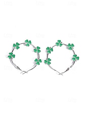  Pendientes de trébol de aleación para mujer, diseño de trébol verde, perfectos para el Día de San Patricio y uso diario informal.