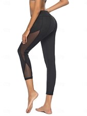 economico Leggings semplici-Per donna Pantaloni Leggings Vacanza Moda Streetwear Lunghezza al polpaccio Vita Alta Semplice Elastico in vita Rete Confortevole Elasticizzato Palestra Yoga Sport all'Aperto Nero Primavera Autunno