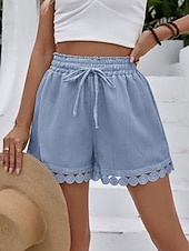 abordables Bermuda-Femmes Chinos Shorts Shorts d'été Vacances Mode Streetwear Court Taille haute Uni Cordon de serrage Dentelle Taille Élastique Confort Respirabilité Confortable Non Elastique Micro-Élastique Quotidien