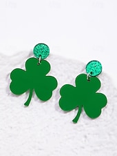 ieftine Accesorii-Cercei acrilici cu trifoi pentru femei, cu tematică de Ziua Sfântului Patrick, cercei ușori cu trifoi și sclipici, bijuterii verzi irlandeze în mai multe stiluri, perfecți pentru parade de sărbători, petreceri și ținute festive.