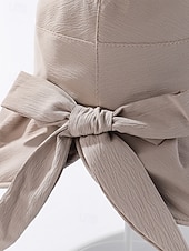 رخيصةأون اكسسوارات العطلة-قبعة شمسية نسائية من البوليستر بحافة عريضة مزينة بفيونكة، قابلة للطي لحماية من الأشعة فوق البنفسجية، متوفرة بألوان متعددة، لون أنيق مناسب لعطلة الربيع والارتداء اليومي غير الرسمي