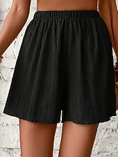 cheap Bermuda Shorts-Women's Chinos Shorts Summer Shorts Beach Shorts Vacation Fashion Streetwear Short High Waist Plain Elastic Waist Breathability Comfortable Micro-elastic Daily Vacation Holiday Black Navy Blue Khaki