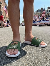 economico Scarpe da uomo-sandali da uomo per il 250° anniversario degli Stati Uniti: comode calzature patriottiche con stampa di bandiera per spiaggia, barbecue, sfilate e celebrazioni estive