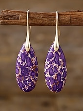 halpa Lomatarvikkeet-Naisten luonnonkiviset pisaranmuotoiset roikkuvat korvakorut, boheemi turkoosi tyyli useissa väreissä, kevyt ja näyttävä koru kevät-kesälomalle, rannalle ja jokapäiväiseen käyttöön.