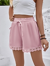 abordables Bermuda-Femmes Chinos Shorts Shorts d'été Vacances Mode Streetwear Court Taille haute Uni Cordon de serrage Dentelle Taille Élastique Confort Respirabilité Confortable Non Elastique Micro-Élastique Quotidien
