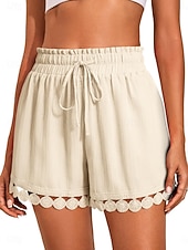 abordables Bermuda-Femmes Chinos Shorts Shorts d'été Vacances Mode Streetwear Court Taille haute Uni Cordon de serrage Dentelle Taille Élastique Confort Respirabilité Confortable Non Elastique Micro-Élastique Quotidien