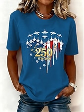 economico Magliette Giorno dell’Indipendenza-Giorno dell'Indipendenza Anniversary Americano Maglietta Patriottica da Donna Stampa Grafica Lettera Bandiera Americana Vintage Elegante Classica Manica Corta Collo Tondo Regolare Top Giornalieri Blu