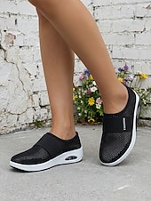 Χαμηλού Κόστους Γυναικεία Sneakers-Γυναικεία κόκκινα casual αθλητικά mules με πλατφόρμα αέρα - αναπνεύσιμο πλέγμα στο πάνω μέρος, ελαφριά και άνετα παπούτσια για περπάτημα για γυναίκες, ιδανικά για καθημερινή χρήση, ταξίδια, ψώνια,