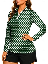 economico Camicia Donna-Per donna Geometrico A Pois A righe Top Maglietta Maglietta sportiva Polo da golf Manica Lunga Pois Righe Stampato UPF50+ Resistente ai Raggi UV Protezione UV Elastico Traspirante Pilates Pallavolo