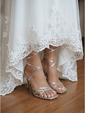 economico sposa-sandali da donna con tacco alto e cinturino color carne - eleganti scarpe da sposa con lacci per spose, matrimoni in giardino e occasioni speciali