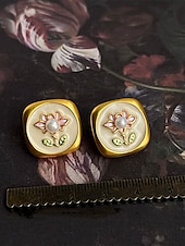 رخيصةأون حلقات الأذن-1 زوج حلقات For نسائي مناسب للبس اليومي شارع نحاس تويجية نبات