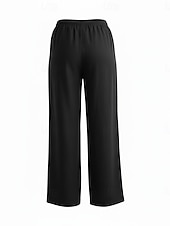 cheap Premium Linen Collection-70% Linen Women's Linen Pants Culottes Wide Leg Wide Leg Chinos Vacation Streetwear Basic Full Length Medium Waist Plain Drawstring Pocket Comfort Inelastic Daily Outdoor claret Deep Green