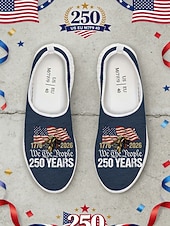 Недорогие Женская обувь-Женские патриотические слипоны — удобные и дышащие сетчатые зеленые туфли с изображением американского флага для парадов, Дня независимости 4 июля, 250-летия США и национальных торжеств.