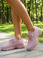 economico Sneakers da donna-scarpe da ginnastica casual da donna in Flyknit rosa - scarpe da ginnastica traspiranti, morbide e ammortizzate, comode da indossare ogni giorno, per viaggi, lavoro, shopping, fitness e attività
