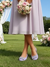 baratos Dama de honra-Sapatilhas femininas verde-esmeralda com fivela de cristal – sapatos elegantes para damas de honra em casamentos ao ar livre no jardim.