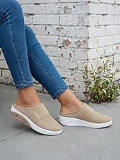 Χαμηλού Κόστους Γυναικεία Sneakers-Γυναικεία κόκκινα casual αθλητικά mules με πλατφόρμα αέρα - αναπνεύσιμο πλέγμα στο πάνω μέρος, ελαφριά και άνετα παπούτσια για περπάτημα για γυναίκες, ιδανικά για καθημερινή χρήση, ταξίδια, ψώνια,