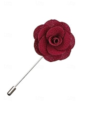 tanie Wesele ACC-Ręcznie wykonana męska broszka z motywem róży - elegancka butonierka z tkaniny poliestrowej na śluby, dodatki do garniturów pana młodego i drużbów, bale maturalne i imprezy - stylowa broszka z motywem kwiatowym w wielu kolorach