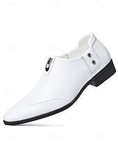 お買い得  ダービーシューズ-メンズホワイトローファー、シックなディテールを備えたクラシックなスリッポンデザイン、結婚式、教会、フォーマルなセレモニーに最適な快適なスタイル