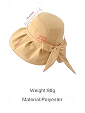 رخيصةأون اكسسوارات العطلة-قبعة شمسية نسائية من البوليستر بحافة عريضة مزينة بفيونكة، قابلة للطي لحماية من الأشعة فوق البنفسجية، متوفرة بألوان متعددة، لون أنيق مناسب لعطلة الربيع والارتداء اليومي غير الرسمي