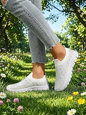 economico Sneakers da donna-scarpe da ginnastica slip-on da donna con strass rosa - tomaia in Flyknit traspirante, leggere &amp;scarpe sportive casual scintillanti per camminare, fare jogging, viaggiare, indossare ogni giorno