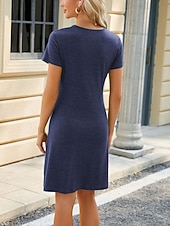 abordables Vestido Sencillo-Mujer Mini vestido Vestido tubo Vestido estilo camiseta Casual Diario Ajuste regular Plano Manga Corta Cuello Barco Azul marinero Negro Vino Verde Oscuro Verano Primavera
