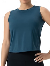 abordables Réservoir Simple-Femmes Chemisier Uni Actif ancien Sans manches Col ras du cou Hauts Réguliers Quotidien Salle de sport Fête Noir Blanche Rose Claire Gris foncé Été Printemps