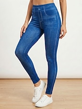 preiswerte Leggings-damen mode strumpfhose leggings knöchellang hose lässig wochenende dehnbar einfarbig bauchkontrolle po-lift hohe taille skinny blau 2xl