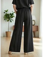 お買い得  プレミアムリネンコレクション-女性用 コットンリネンパンツ 生意気 チノパン サマーパンツ 旅行度假风 ストリートファッション カジュアル 全長 ミディアムウエスト 純色 弾性ウエストバンド 快適 マイクロエラスティック 日常 アウトドア ストリート ライスホワイト ブラック グリーン 春 秋 ルーズフィット