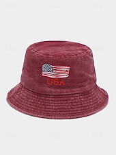 economico Accessori-Cappello a secchiello in cotone maschile dell'anniversario dei 250 anni degli Stati Uniti ricamo con bandiera USA disponibile in più colori perfetto per il Giorno dell'Indipendenza gli Stati Uniti e
