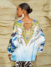 Недорогие рубашки, топы и блузки-градиентный тигровый шелковистый атласный топ для отдыха