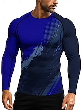 お買い得  ランニングTシャツとタンクトップ-男性用 幾何学模様 抽象的 ランニングＴシャツ アスレチックシャツ ジムシャツ フィットネスシャツ ワークアウトシャツ 夏 春 秋 冬 長袖 UPF 50 UV耐性 UPF50+ ソフト モイスチャーコントロール マウンテンバイク ジムトレーニング ハイキング ウォーキング ジョギング サイクリング ルビーレッド ネービーブルー オレンジ スポーツウェア アクティブウェア