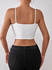 voordelige Gewone Tank-Dames Blouse Hemdje Tanktop Blote rug Effen Sexy Casual Mouwloos Bandje Croptops Dagelijks Feestdagen Uitgaan Zwart Wit Rood Oranje Bruin Zomer Lente