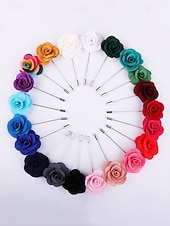 tanie Wesele ACC-Ręcznie wykonana męska broszka z motywem róży - elegancka butonierka z tkaniny poliestrowej na śluby, dodatki do garniturów pana młodego i drużbów, bale maturalne i imprezy - stylowa broszka z motywem kwiatowym w wielu kolorach