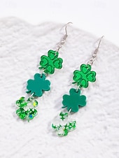 ieftine Accesorii-Cercei acrilici cu trifoi pentru femei, cu tematică de Ziua Sfântului Patrick, cercei ușori cu trifoi și sclipici, bijuterii verzi irlandeze în mai multe stiluri, perfecți pentru parade de sărbători, petreceri și ținute festive.