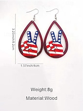 tanie Akcesoria-Amerykański 250. Jubileusz Kwiatowe Drewniane Kolczyki w Kształcie Łzy z Flagą USA lekkie Patriotyczne Biżuteria z Długimi Kolczykami dostępne w wielu stylach Casual Boho Styl na co dzień