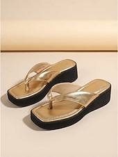 preiswerte Frauen-Weiße Plateau-Flip-Flops für Damen – bequeme, klobige Keilsandalen für den Poolbereich in Luxusresorts und tropische Urlaube &amp;Sommerurlaub am Strand