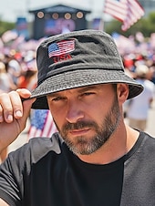 economico Accessori-Cappello a secchiello in cotone maschile dell'anniversario dei 250 anni degli Stati Uniti ricamo con bandiera USA disponibile in più colori perfetto per il Giorno dell'Indipendenza gli Stati Uniti e