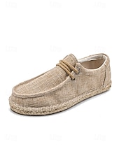 voordelige Heren-Beige casual loafers voor heren, lichtgewicht ontwerp met elastische veters, comfortabel en stijlvol voor buitenactiviteiten in resorts en zomervakanties.