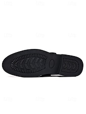 halpa Sandals-Men's Wedding Shoes, Classic Black Faux Leather Comfortable Fit, Perfect for Groom and Wedding Ceremonies