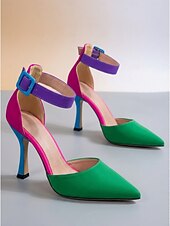 billiga Klassiska pumpar-Färgglada pumps med spetsig tå för kvinnor - eleganta stilettklackar i flera färger med fotledsrem för semestermiddagar och formella fester &amp;eleganta vardagskläder