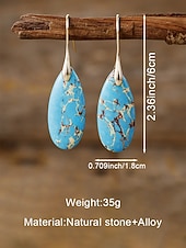halpa Lomatarvikkeet-Naisten luonnonkiviset pisaranmuotoiset roikkuvat korvakorut, boheemi turkoosi tyyli useissa väreissä, kevyt ja näyttävä koru kevät-kesälomalle, rannalle ja jokapäiväiseen käyttöön.