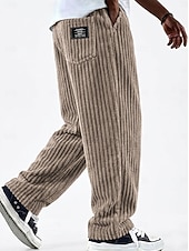 olcso alkalmi nadrág-Férfi Nadrág Kordbársony Nadrág Téli nadrág Alkalmi nadrág Zsinór Egyenes lábbal Tömör szín Mokaszinok Teljes hossz Hétköznapi Napi Szabadtéri Divat Klasszikus stílus Fekete Fehér Nem elasztikus